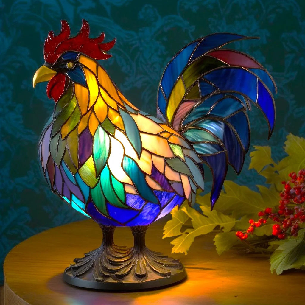 VitraGlow handgefertigtes Glas-Ornament | Elegante Tischlampe aus Harz und Glas mit lebendigen künstlerischen Mustern