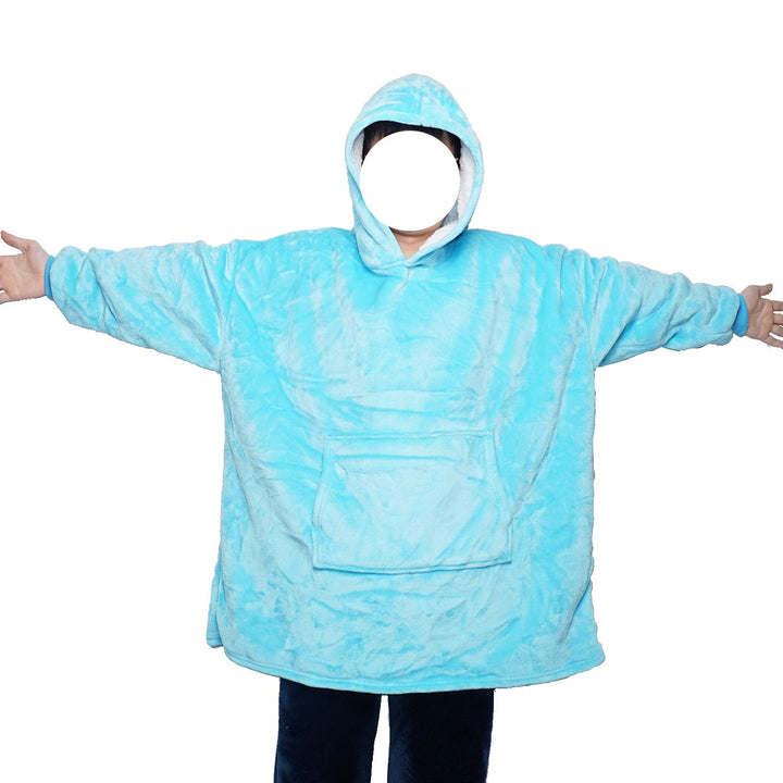 Decken-Hoodie aus Flanell mit Kapuze und Tasche – Einheitsgrösse