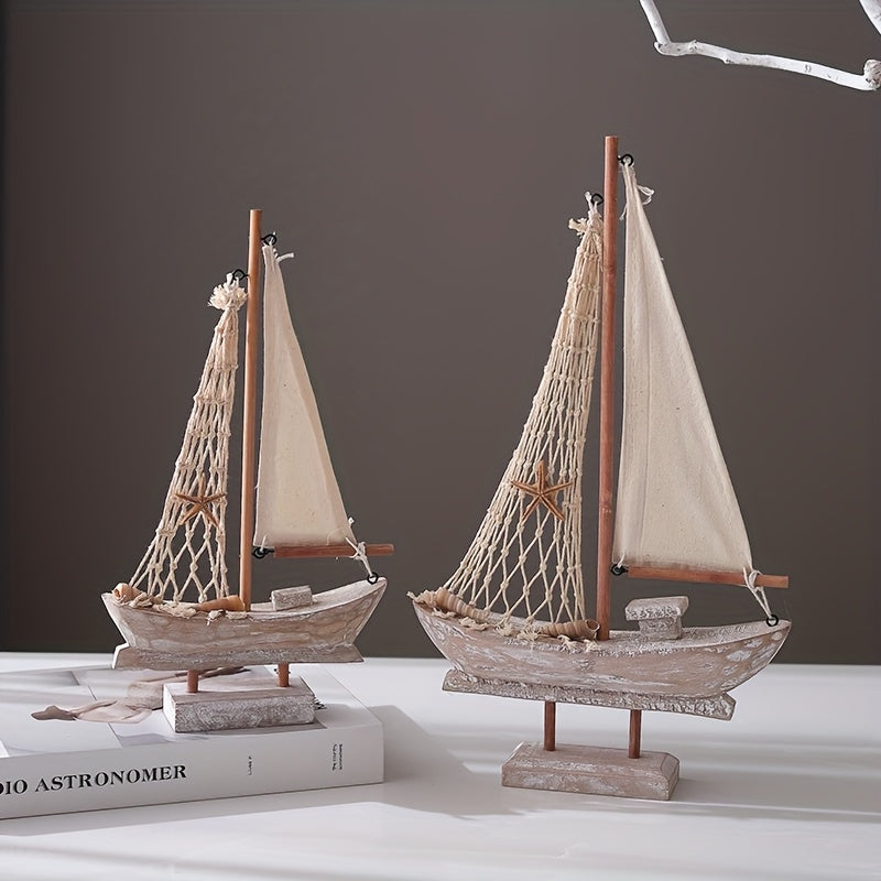 Vintage-Segelboot aus Holz – Maritime Dekoration für Wohnzimmer, Büro oder Schlafzimmer