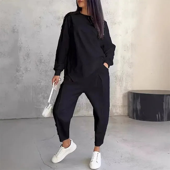 Zweiteiliges Set: Lässiges Langarm-Sweatshirt und Jogginghose