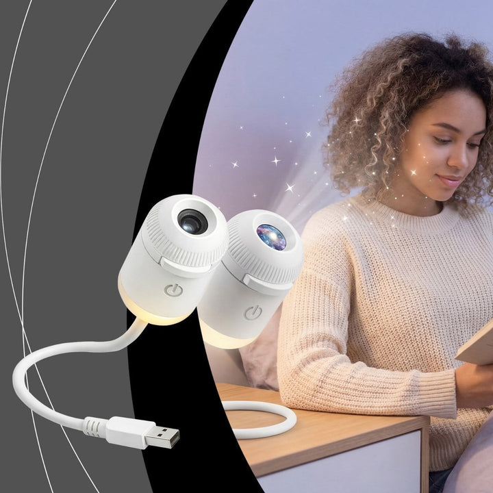 Projektionslampe mit Sternenhimmel-Dias, Touch-Bedienung und USB