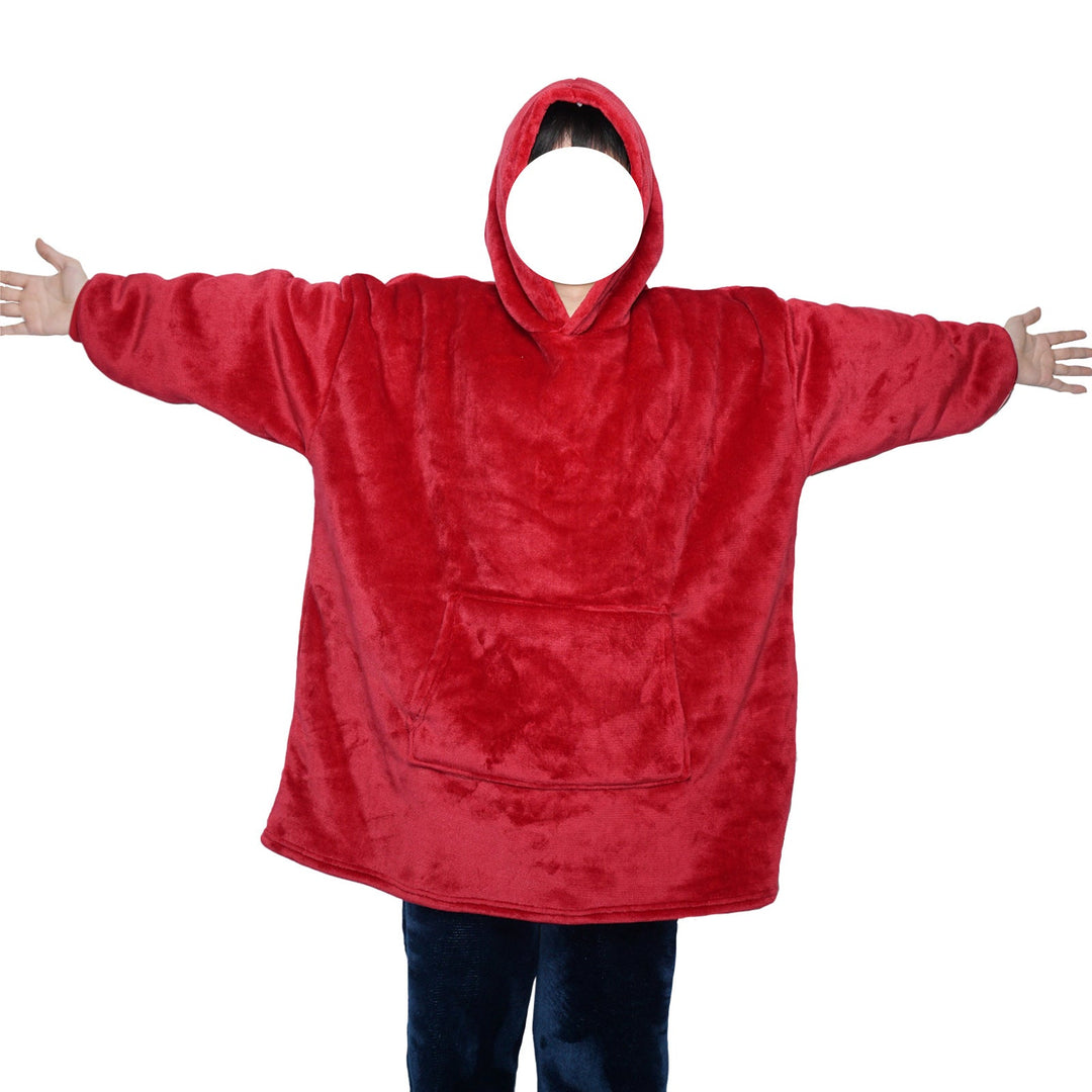 Decken-Hoodie aus Flanell mit Kapuze und Tasche – Einheitsgrösse