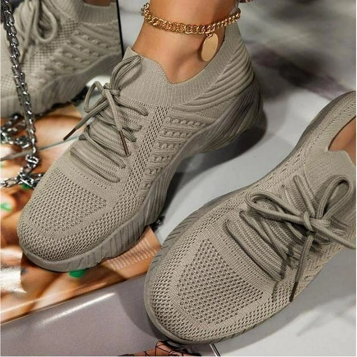 Damen Sommer Sneakers mit Schnürverschluss und Chunky Sohle