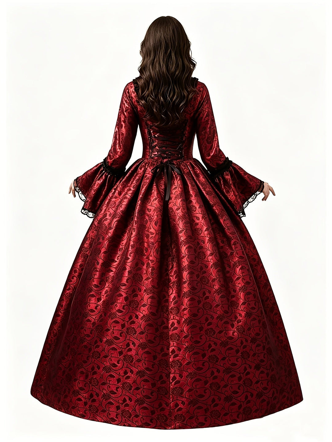 Frauen Gothic Vampir Halloween Kostümkleid mit ausgestellten Ärmeln