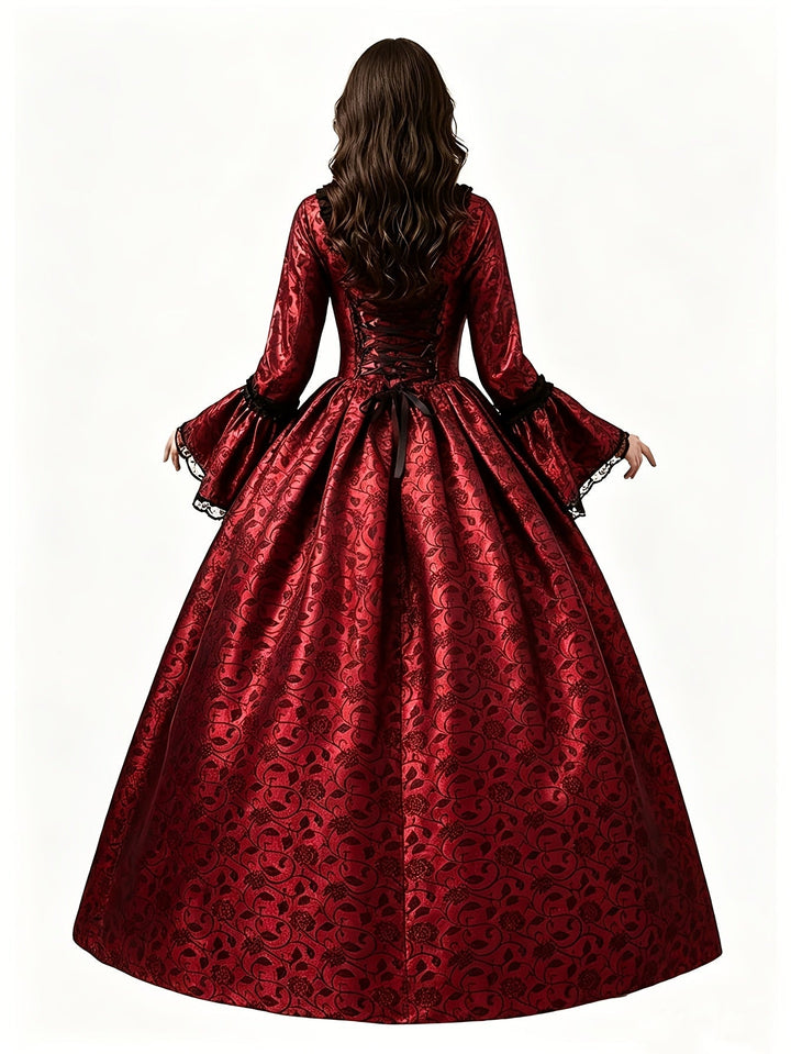 Frauen Gothic Vampir Halloween Kostümkleid mit ausgestellten Ärmeln