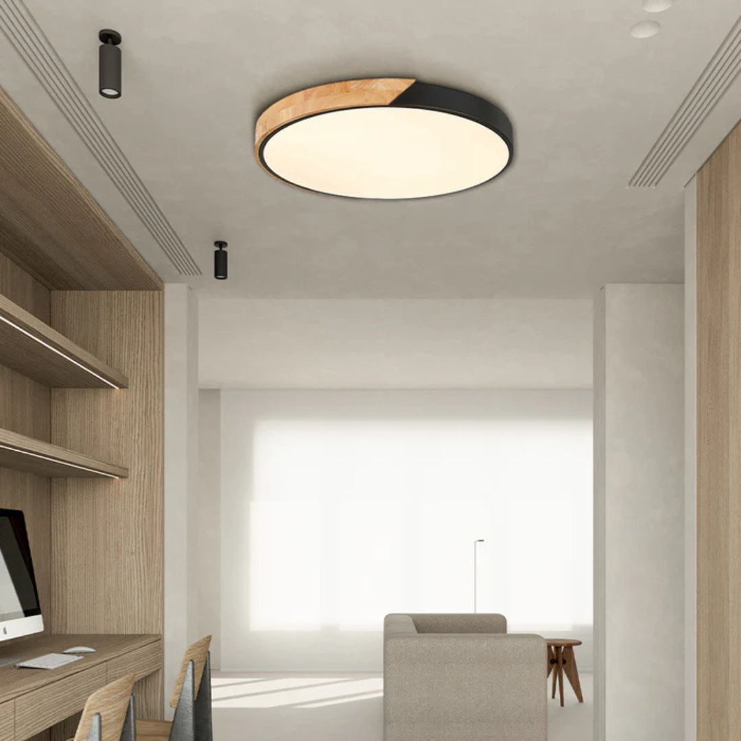 Delos Scandi-Holz-Deckenleuchte | Natürliche LED-Designleuchte