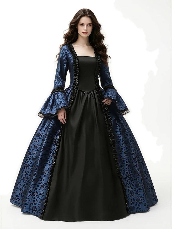 Frauen Gothic Vampir Halloween Kostümkleid mit ausgestellten Ärmeln