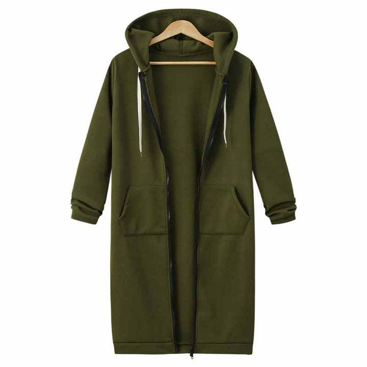 Lässige lange Damen-Strickjacke - CozyZip