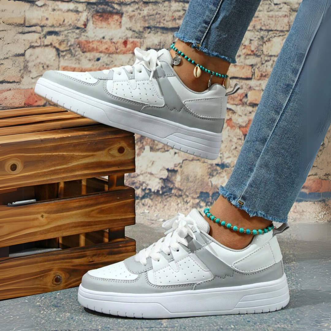 Damen Sommer-Sneaker mit Schnürsenkeln und dicker Sohle