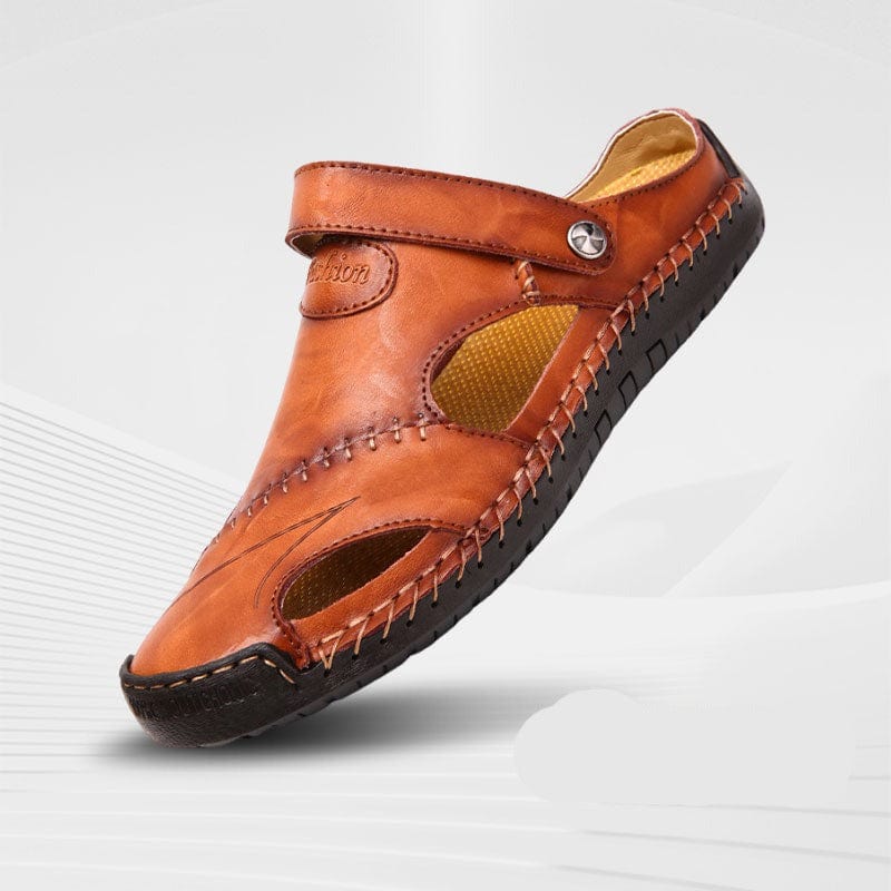 Herren-Ledersandalen mit verstellbarem Klettverschluss