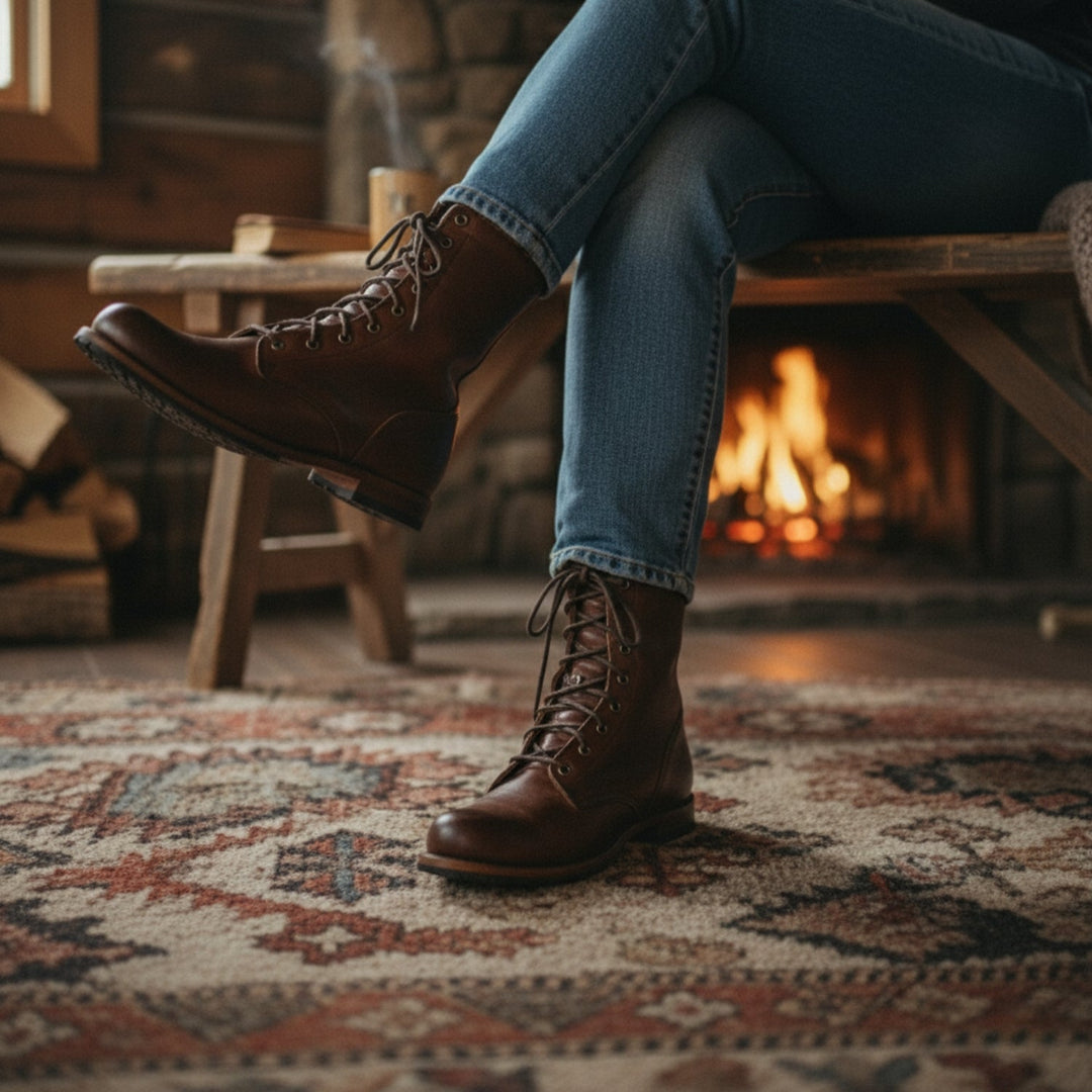 Damen-Schnürstiefel mit stützender Sohle