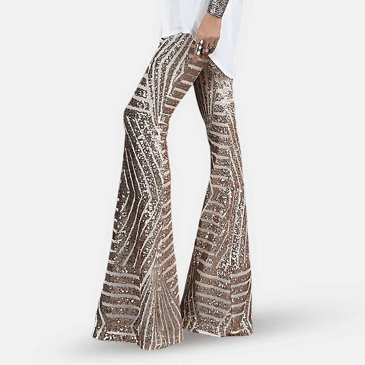 Schlaghose mit Pailletten und hoher Taille für Damen