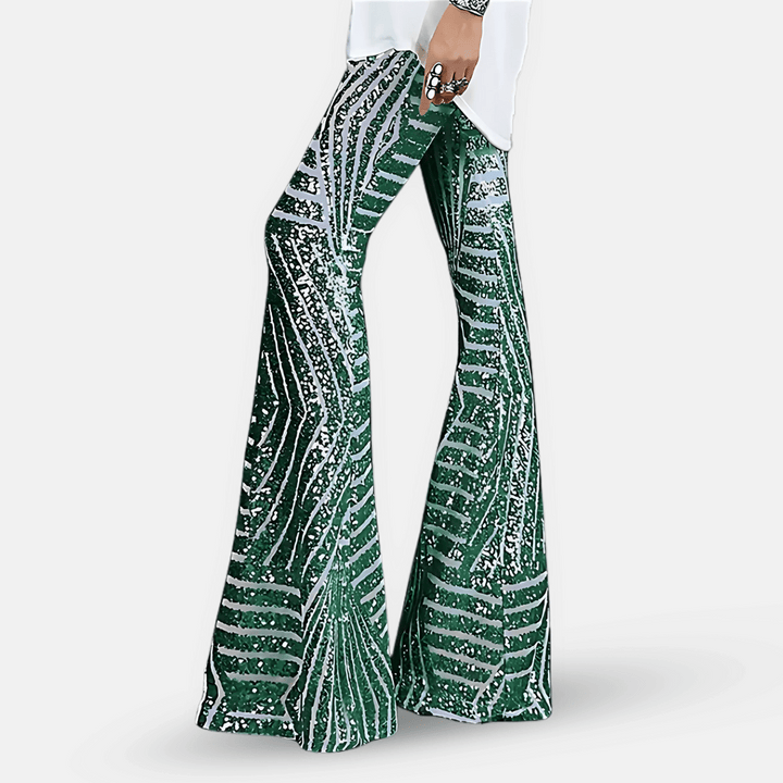 Schlaghose mit Pailletten und hoher Taille für Damen