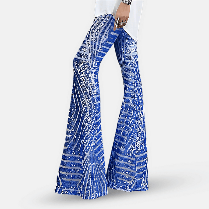 Schlaghose mit Pailletten und hoher Taille für Damen