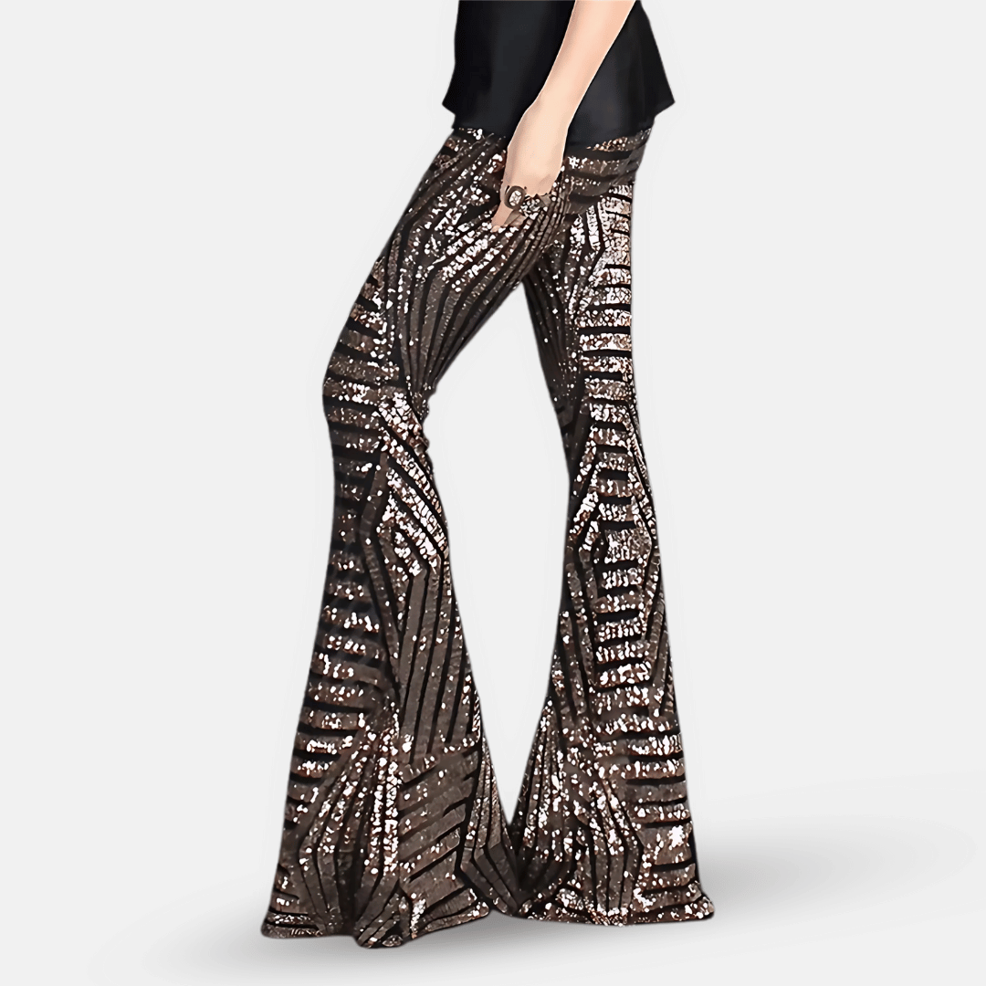 Schlaghose mit Pailletten und hoher Taille für Damen