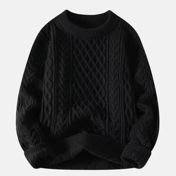 Einfarbiger gestrickter Winterpullover für Herren