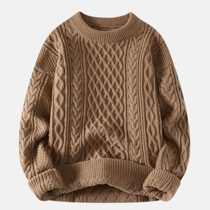 Einfarbiger gestrickter Winterpullover für Herren