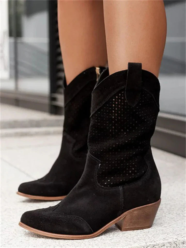 Western-Cowboystiefel mit niedrigem Absatz und mittelhohem Schaft
