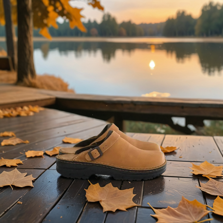 Unisex-Clogs aus Leder zum Hineinschlüpfen