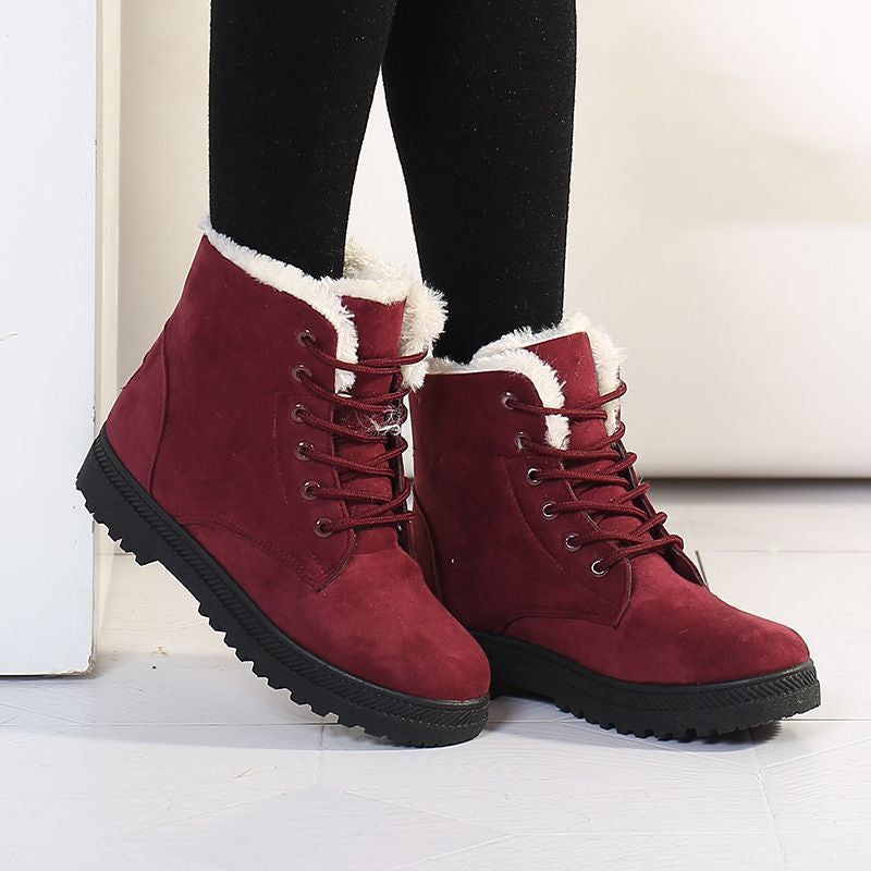 Hohe Schneestiefel für Damen mit Schnürung und warmem Wollfutter
