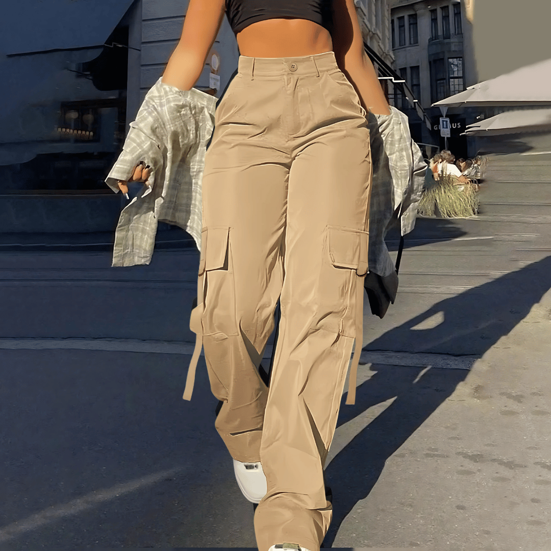 Hochtaillierte Cargohose für Damen