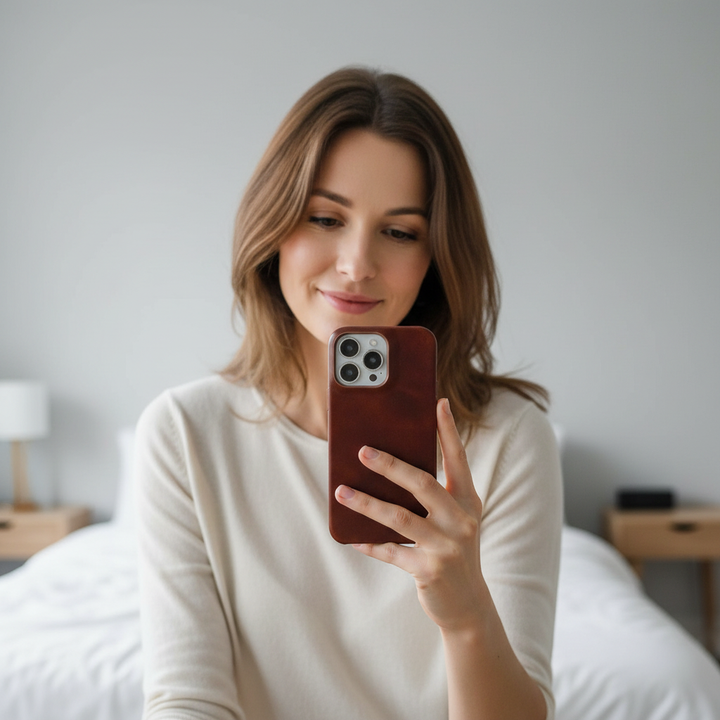 Echtlederhülle mit Ölwachs für Apple iPhone