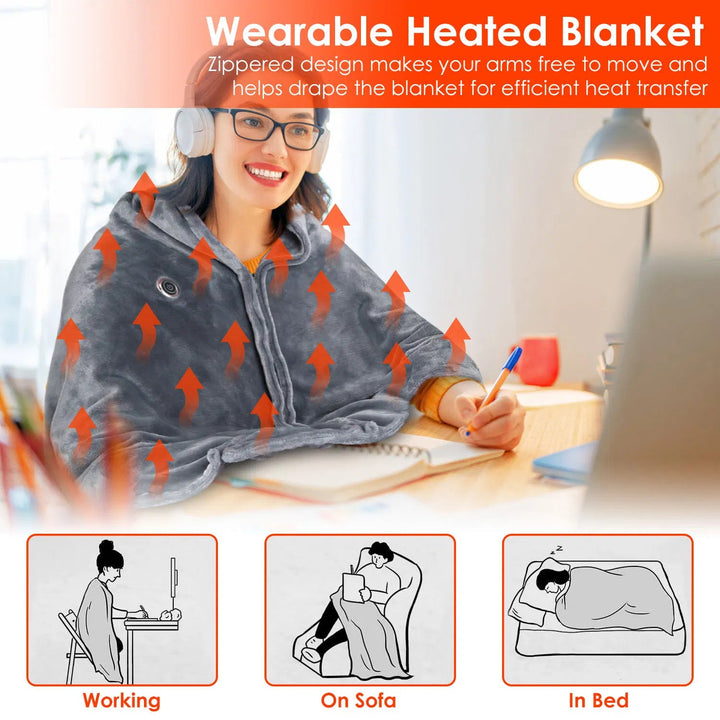 Tragbare USB-Decke mit Reissverschluss und Powerbank-Tasche, 3 Stufen