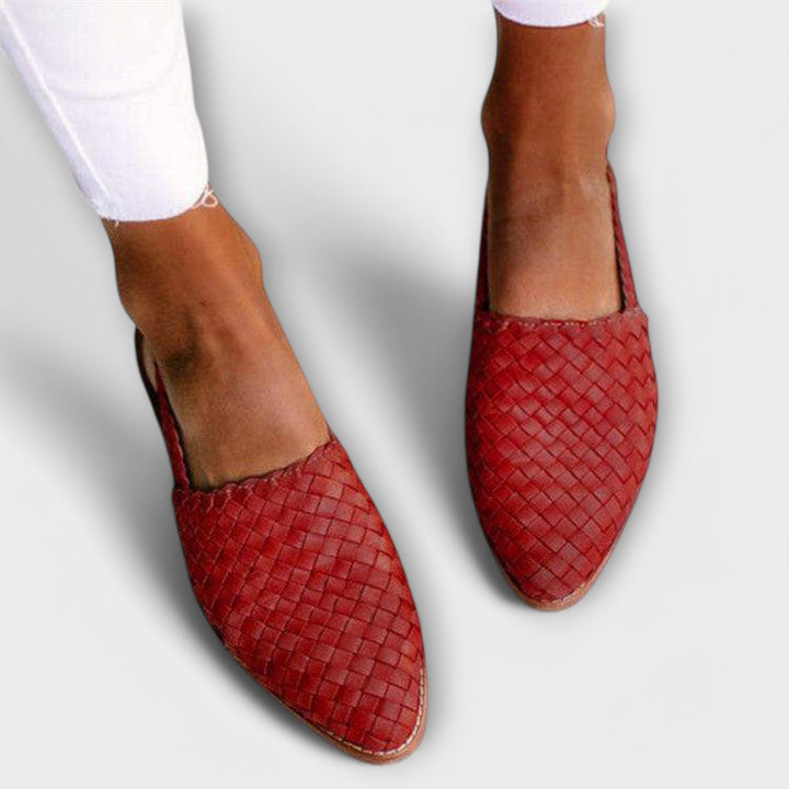 Geflochtene Leder‑Mokassins für Damen