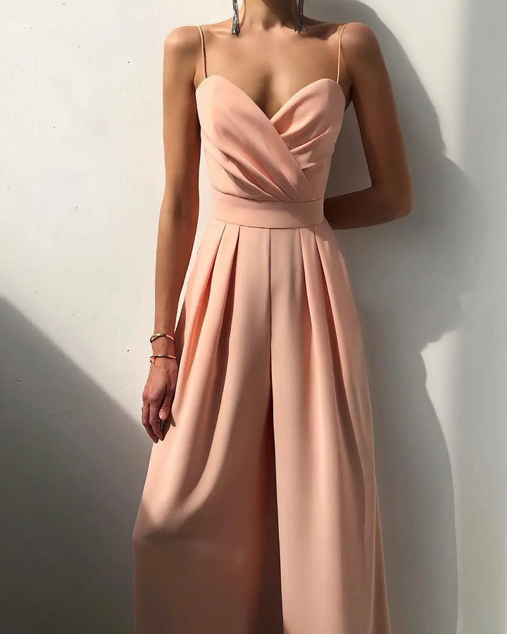 Ärmelloser Jumpsuit mit hohem Bund und weitem Bein