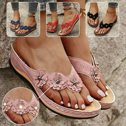 Orthopädische Damensandalen mit Blumendetail – Melina