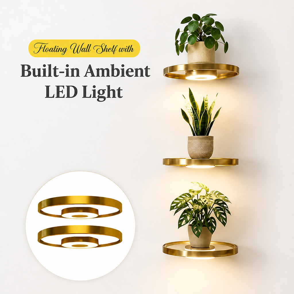 Glow-Wandregal – schwebendes LED-Display für eine gemütliche, aufgeräumte Optik