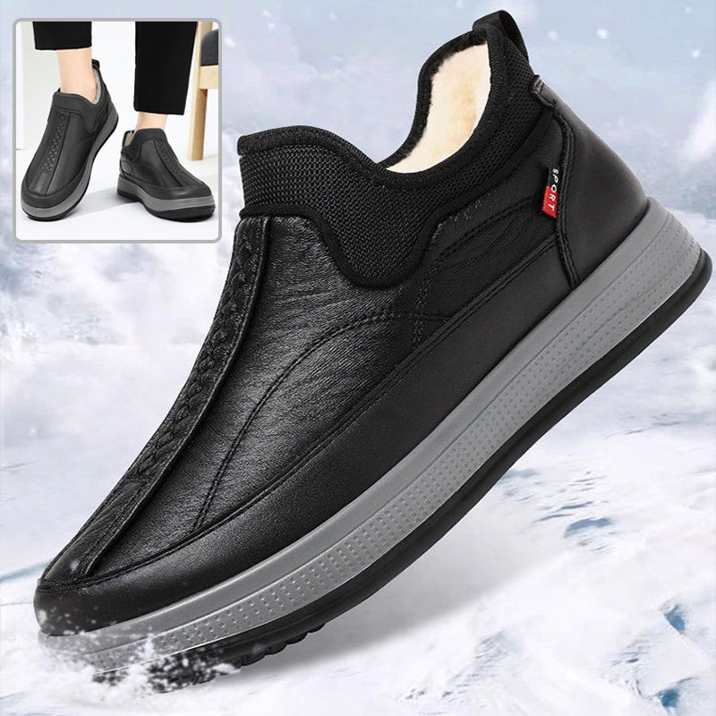 Gefütterte Herren-Schneestiefel mit flacher Sohle und runder Spitze