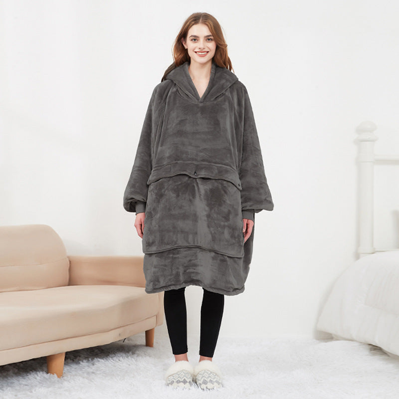 Beheizte Oversize-Hoodie-Decke aus Sherpa mit 3 Stufen