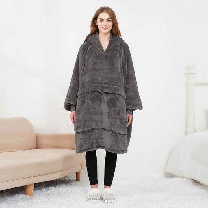 Beheizte Oversize-Hoodie-Decke aus Sherpa mit 3 Stufen