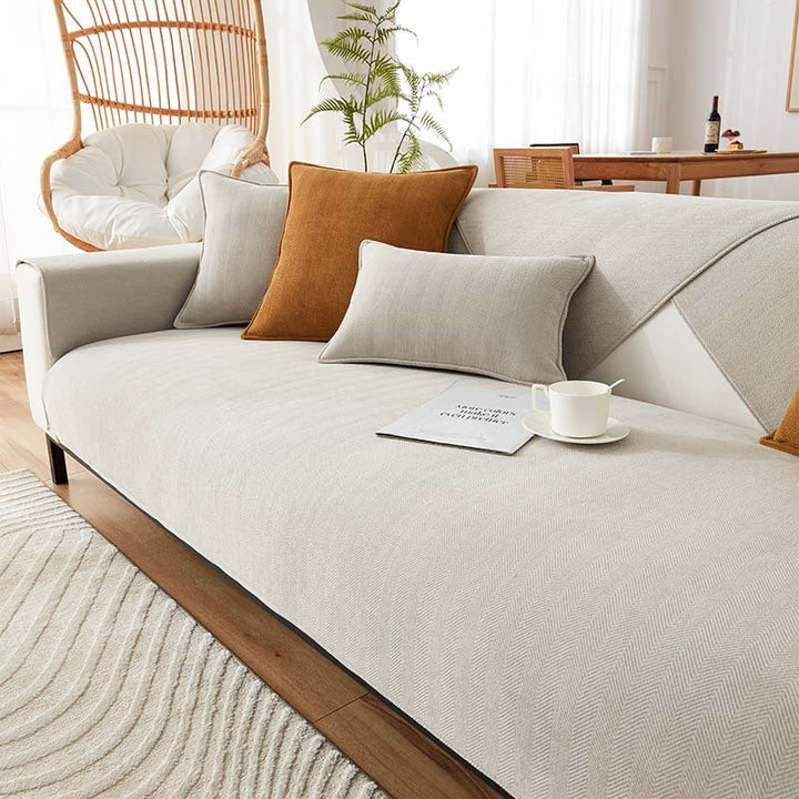 AestheticCover™ | Sofabezug aus Chenille mit Fischgrätmuster
