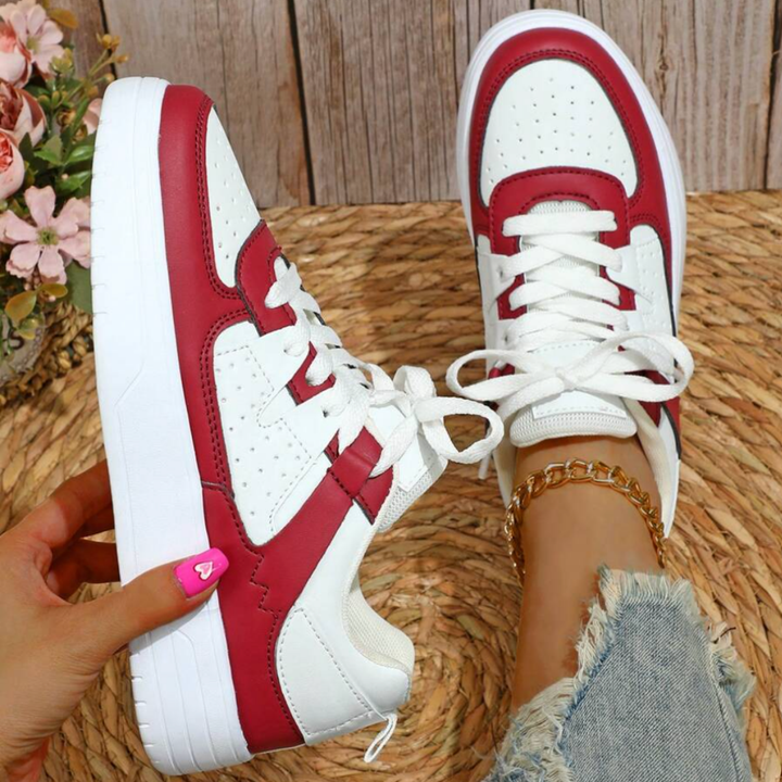 Damen Sommer-Sneaker mit Schnürsenkeln und dicker Sohle