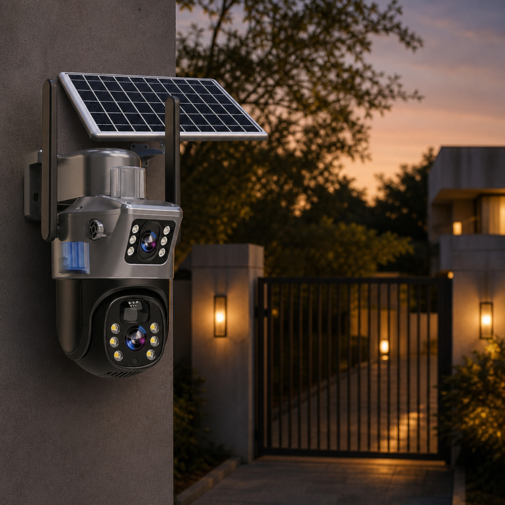 Solar-Überwachungskamera 4K mit Doppelobjektiv – Solvexa