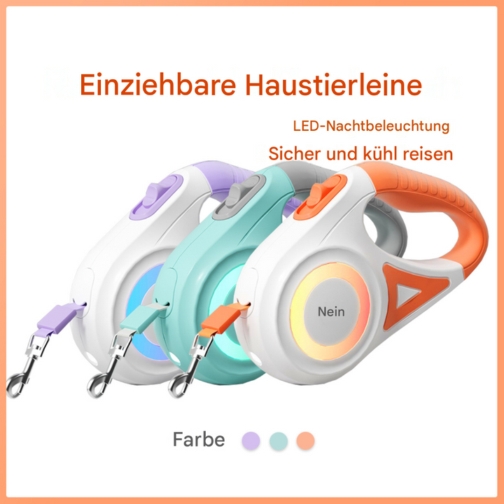 Einziehbare Hundeleine mit LED-Spotlight und Halsband