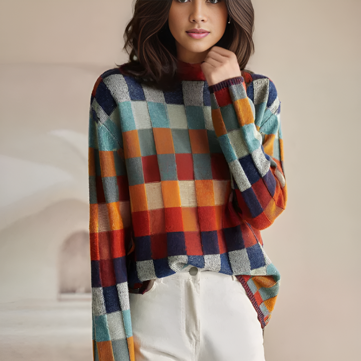 Luxuriöser Pullover aus feiner Wolle mit hohem Kragen