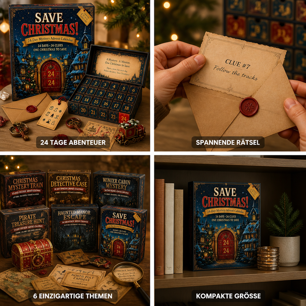 24-Tage-Escape-Room-Rätsel-Adventskalender mit 6 Geheimthemen
