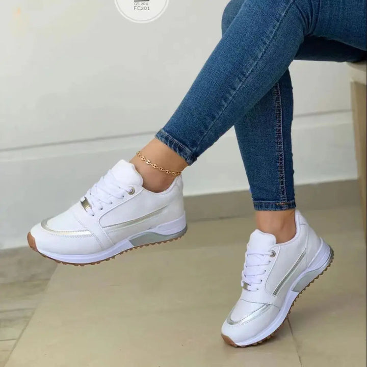 Patchwork-Sneakers aus Mesh und Leder für Damen