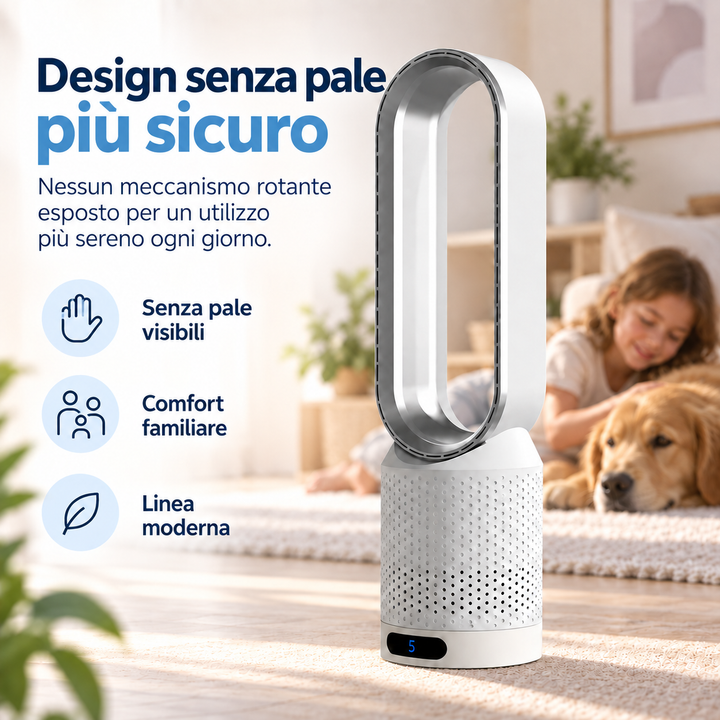 AirPure – Ultraleiser flügelloser Turmventilator (< 32 dB)
