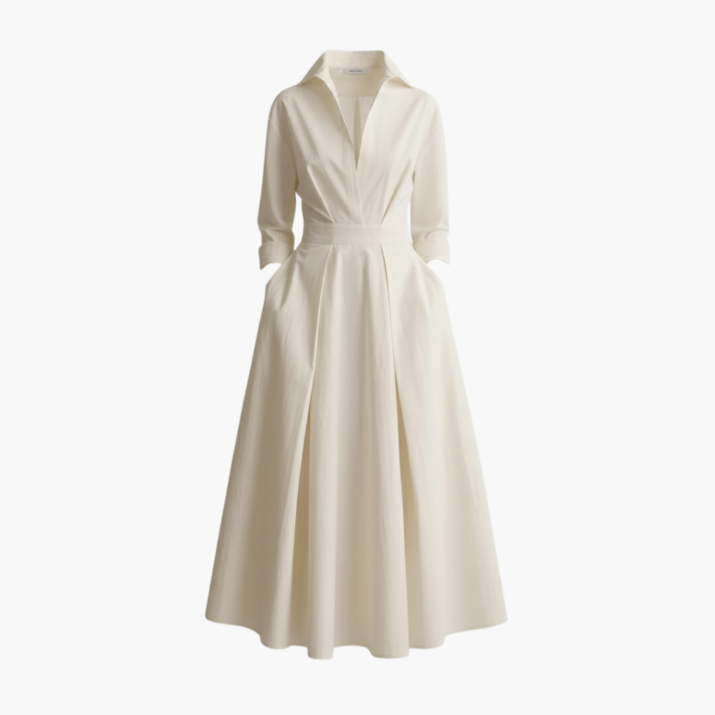 Damen Langarmhemd Kleid mit Taillendetail und Knopfleiste