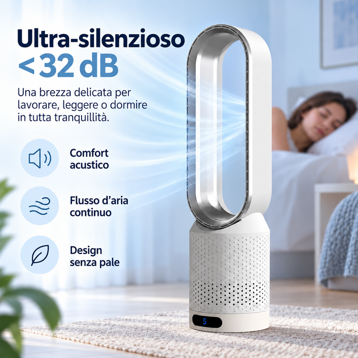 AirPure – Ultraleiser flügelloser Turmventilator (< 32 dB)
