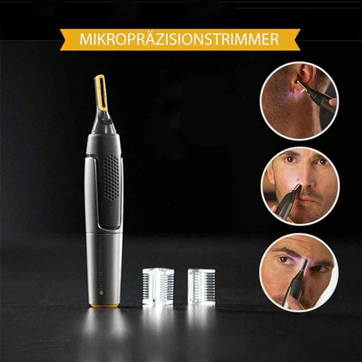 Professioneller Ultra-schmaler Präzisionstrimmer | Klingen aus Edelstahl-Titan | Integrierte LED-Leuchte | Mikro-Oszillationstechnologie | Für Nase, Ohren und Konturen