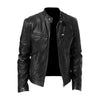 Klassische Lederjacke mit Stehkragen für Männer