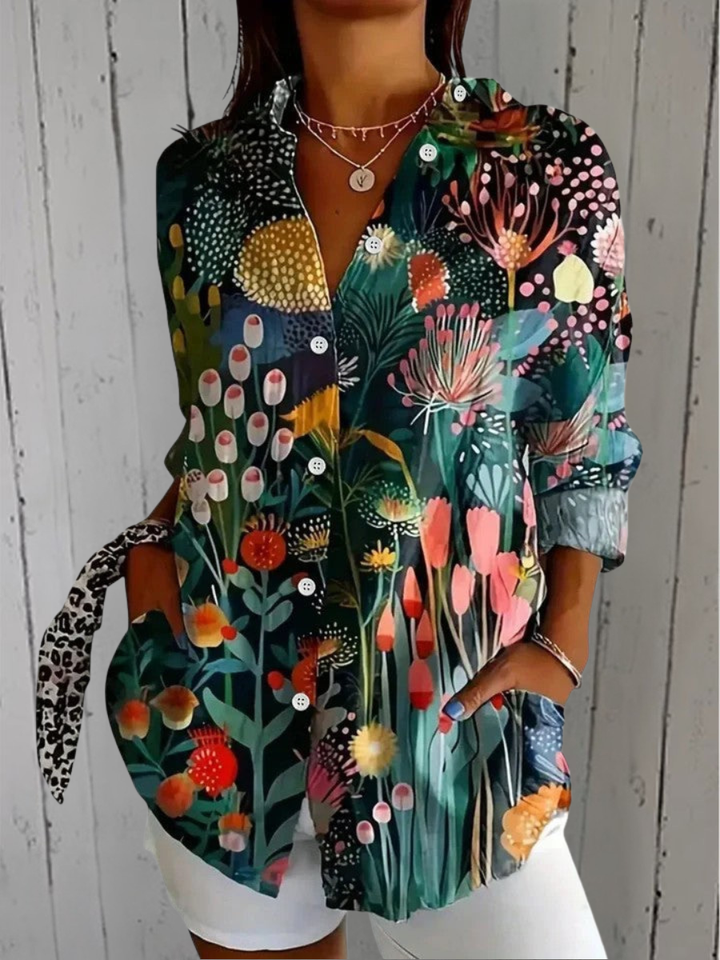 Anica-Bluse mit künstlerischem Druckmuster