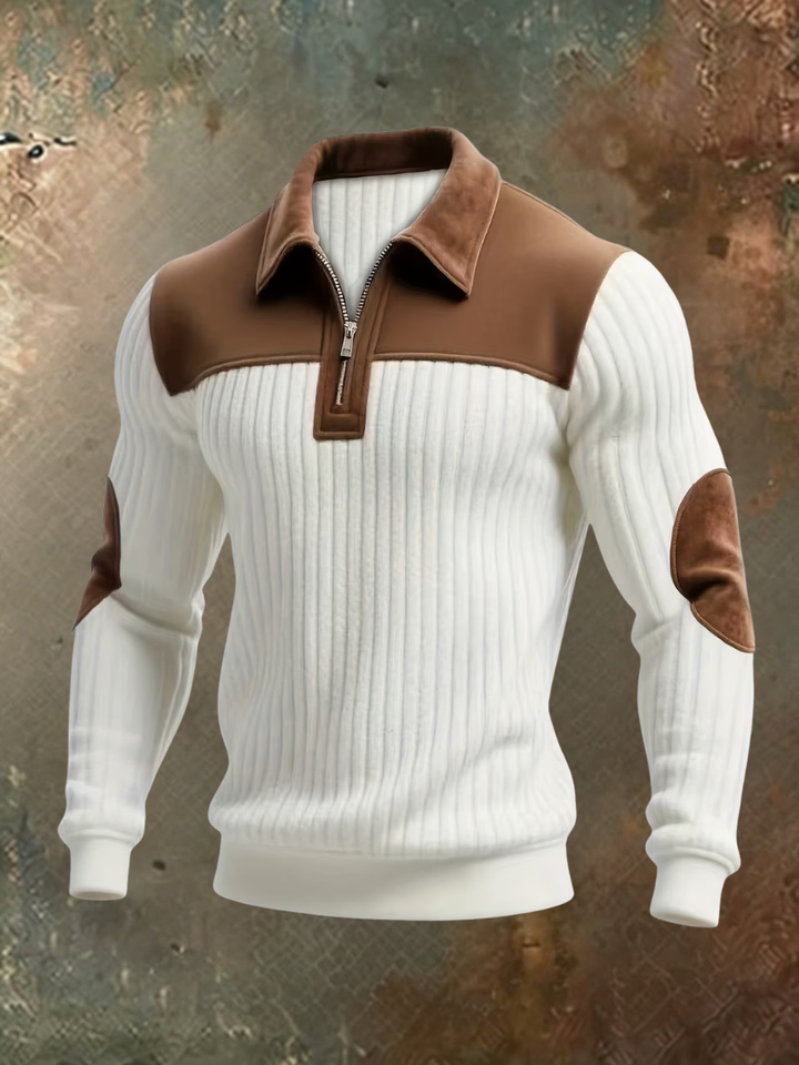 Luxuriöser Herrenpullover mit Details in Wildlederoptik