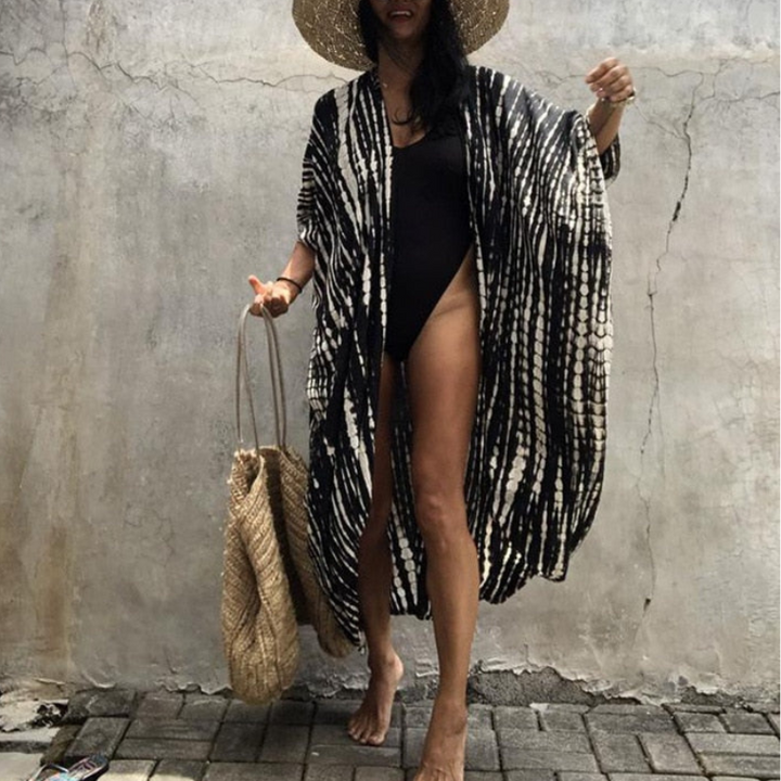 Boho-Chiffon-Strandbluse mit Kimonoärmeln – Ziva