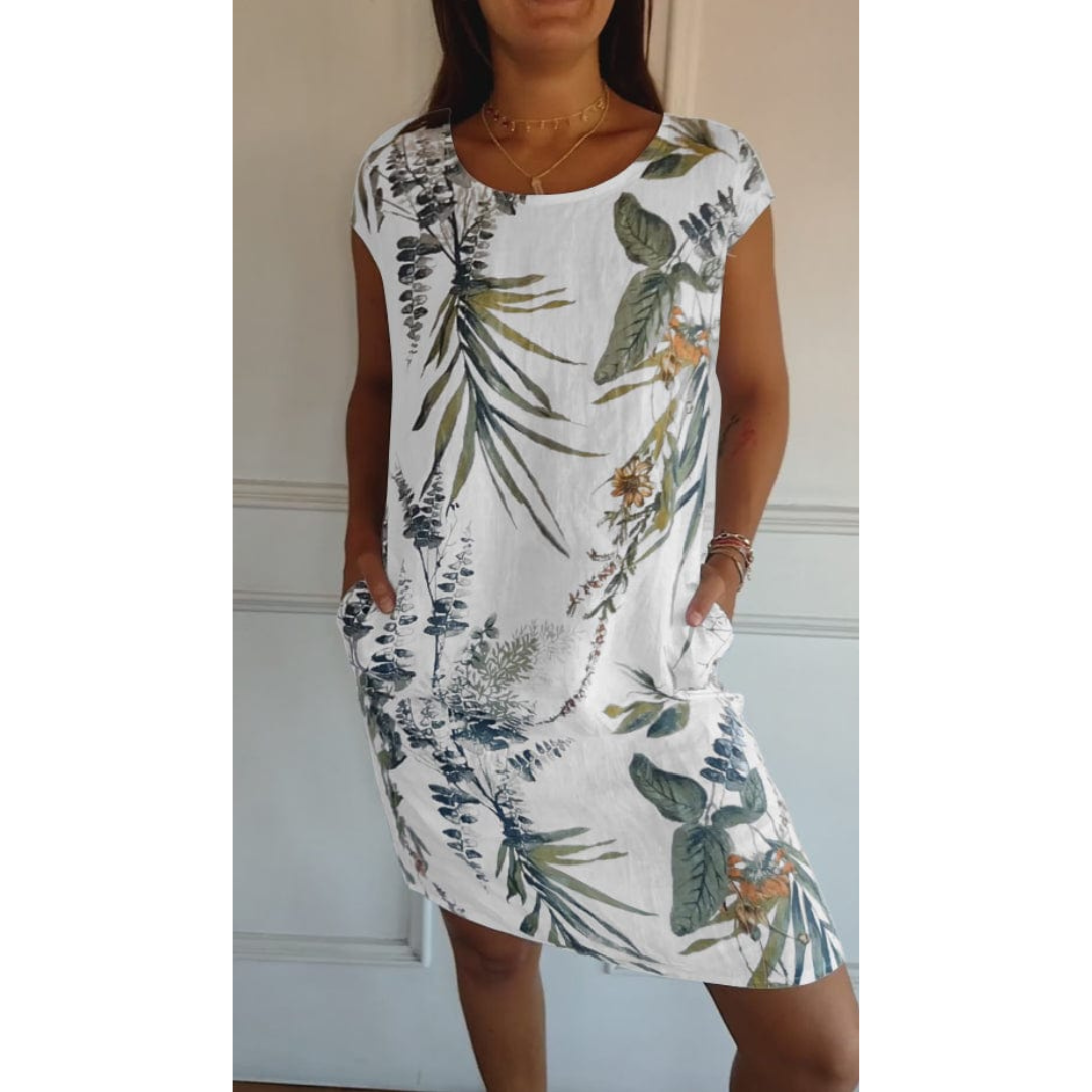 Bequemes Kleid mit Rundhalsausschnitt